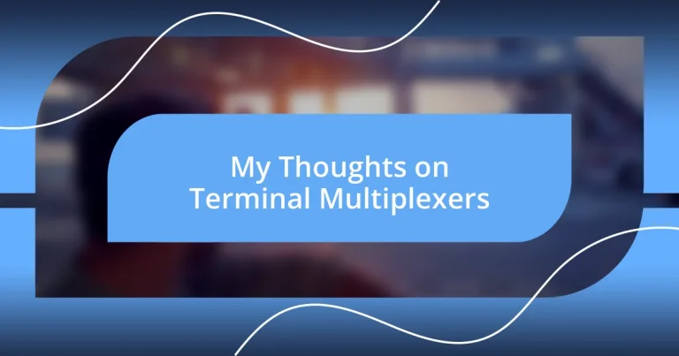 My Thoughts on Terminal Multiplexers